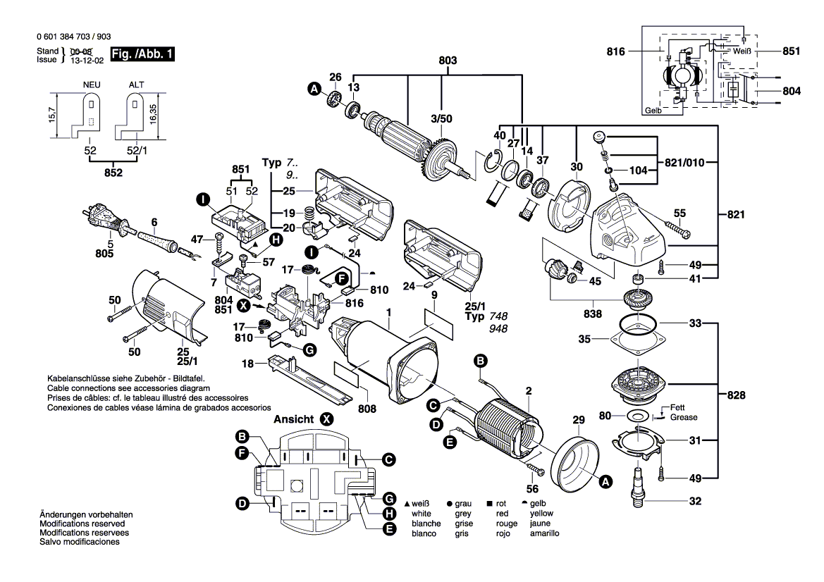 Запчасти для угловой шлифмашины Bosch GWS 14-125 C 230 V 0601384903, деталировка 1 - цена в Москве, купить оригинальные запчасти Бош в интернет-магазине «Премиум инструмент»
