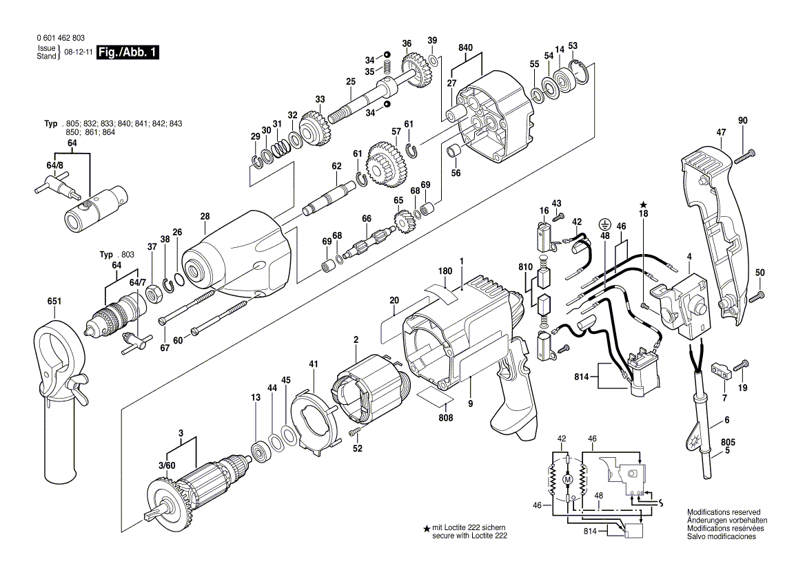 Запчасти для резьбореза Bosch GGW 10 E 230 V 0601462803, деталировка 1 - цена в Москве, купить оригинальные запчасти Бош в интернет-магазине «Премиум инструмент»