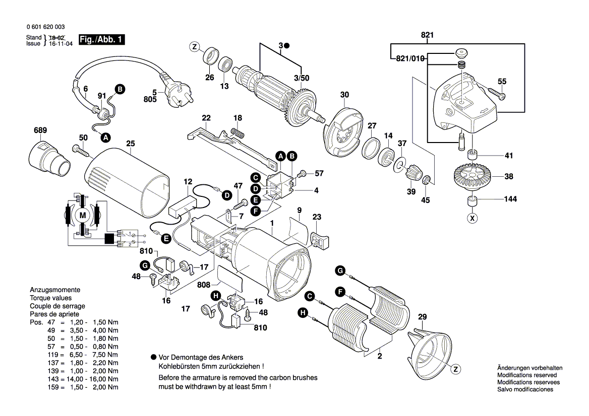 Запчасти для плоскодюбельной машины Bosch GFF 22 A 230 V 0601620003, деталировка 1 - цена в Москве, купить оригинальные запчасти Бош в интернет-магазине «Премиум инструмент»