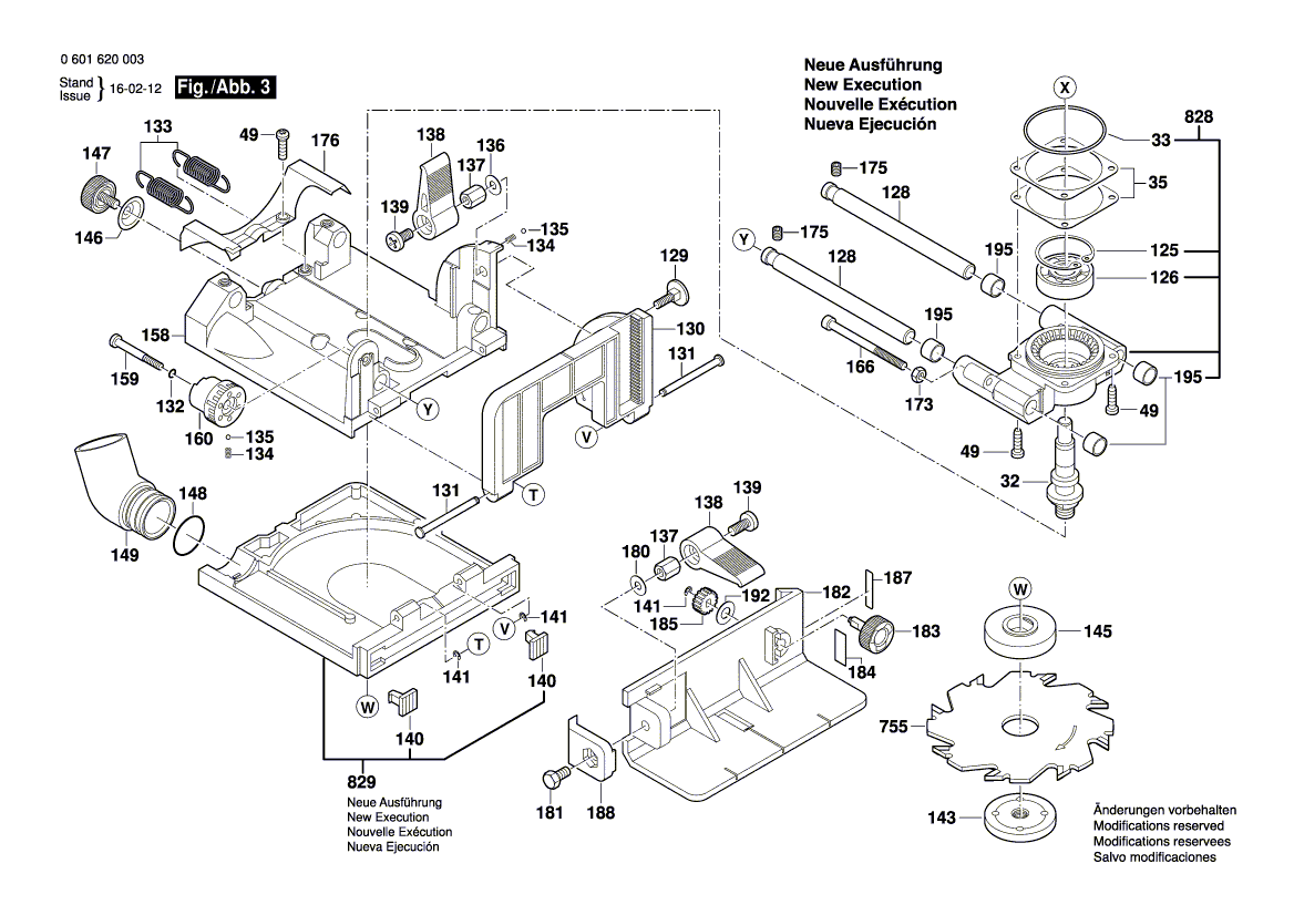 Запчасти для плоскодюбельной машины Bosch GFF 22 A 230 V 0601620003, деталировка 3 - цена в Москве, купить оригинальные запчасти Бош в интернет-магазине «Премиум инструмент»