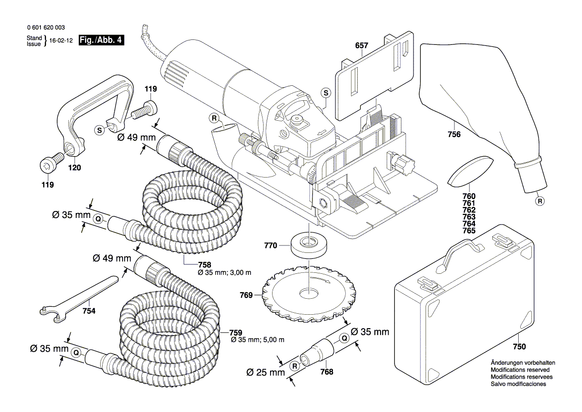 Запчасти для плоскодюбельной машины Bosch GFF 22 A 230 V 0601620003, деталировка 4 - цена в Москве, купить оригинальные запчасти Бош в интернет-магазине «Премиум инструмент»