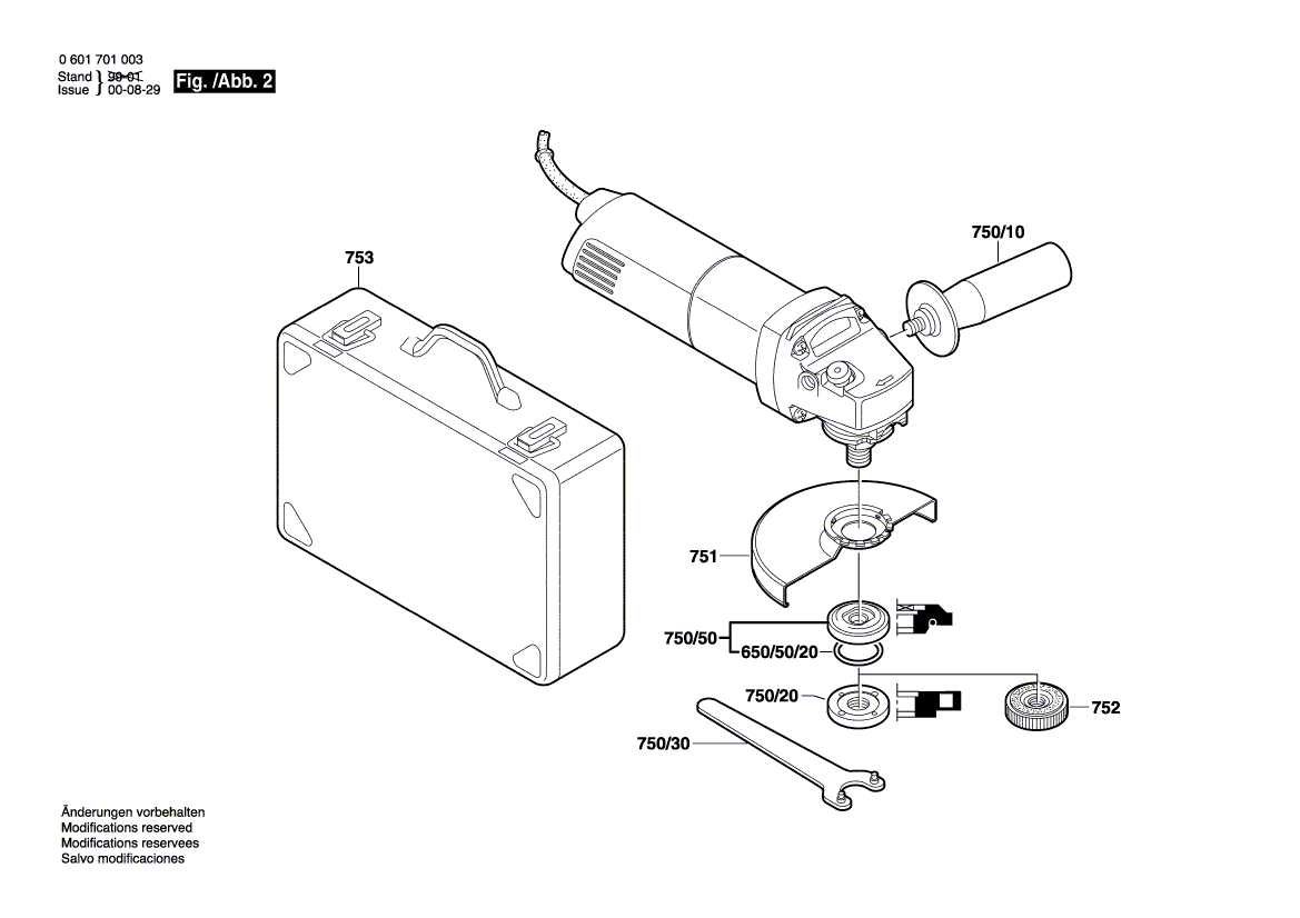Запчасти для угловой шлифмашины Bosch GWS 9-125 230 V 0601701003, деталировка 2 - цена в Москве, купить оригинальные запчасти Бош в интернет-магазине «Премиум инструмент»