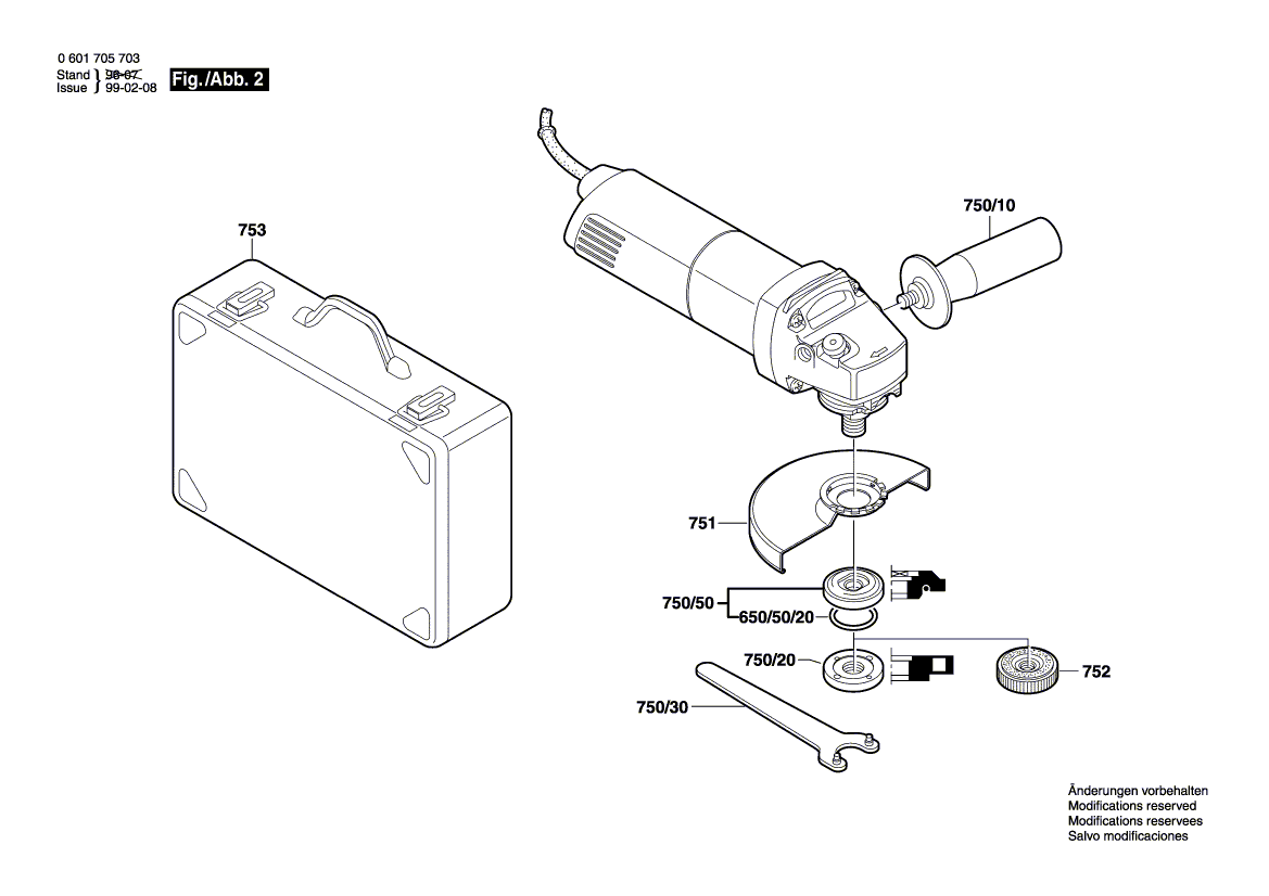 Запчасти для угловой шлифмашины Bosch GWS 14-125 CE 230 V 0601705703, деталировка 2 - цена в Москве, купить оригинальные запчасти Бош в интернет-магазине «Премиум инструмент»