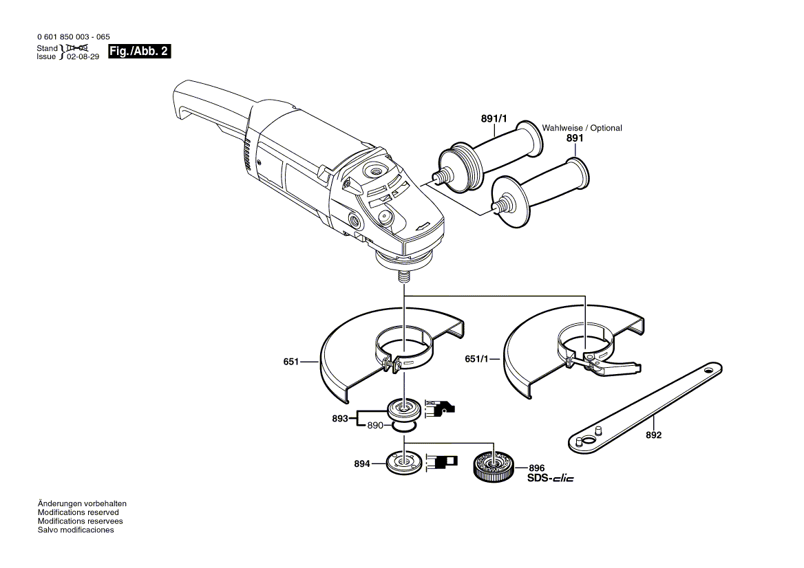 Запчасти для угловой шлифмашины Bosch GWS 20-230 H 230 V 0601850003, деталировка 2 - цена в Москве, купить оригинальные запчасти Бош в интернет-магазине «Премиум инструмент»