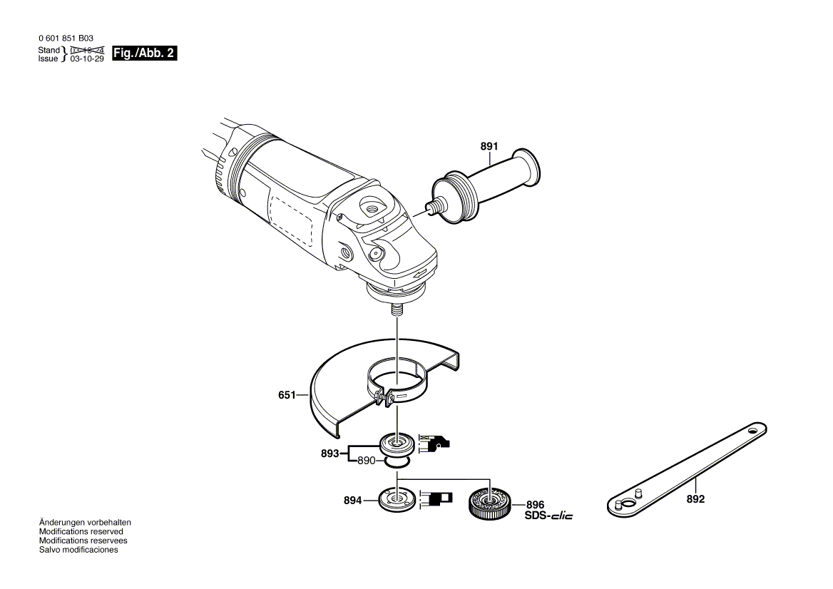 Запчасти для угловой шлифмашины Bosch GWS 21-180 HV 230 V 0601851B03, деталировка 2 - цена в Москве, купить оригинальные запчасти Бош в интернет-магазине «Премиум инструмент»