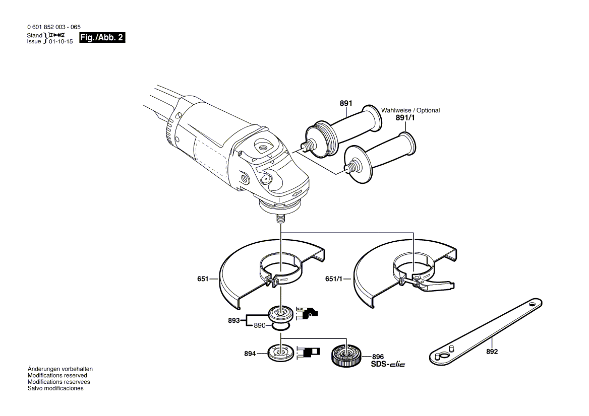 Запчасти для угловой шлифмашины Bosch GWS 21-230 H 230 V 0601852003, деталировка 2 - цена в Москве, купить оригинальные запчасти Бош в интернет-магазине «Премиум инструмент»
