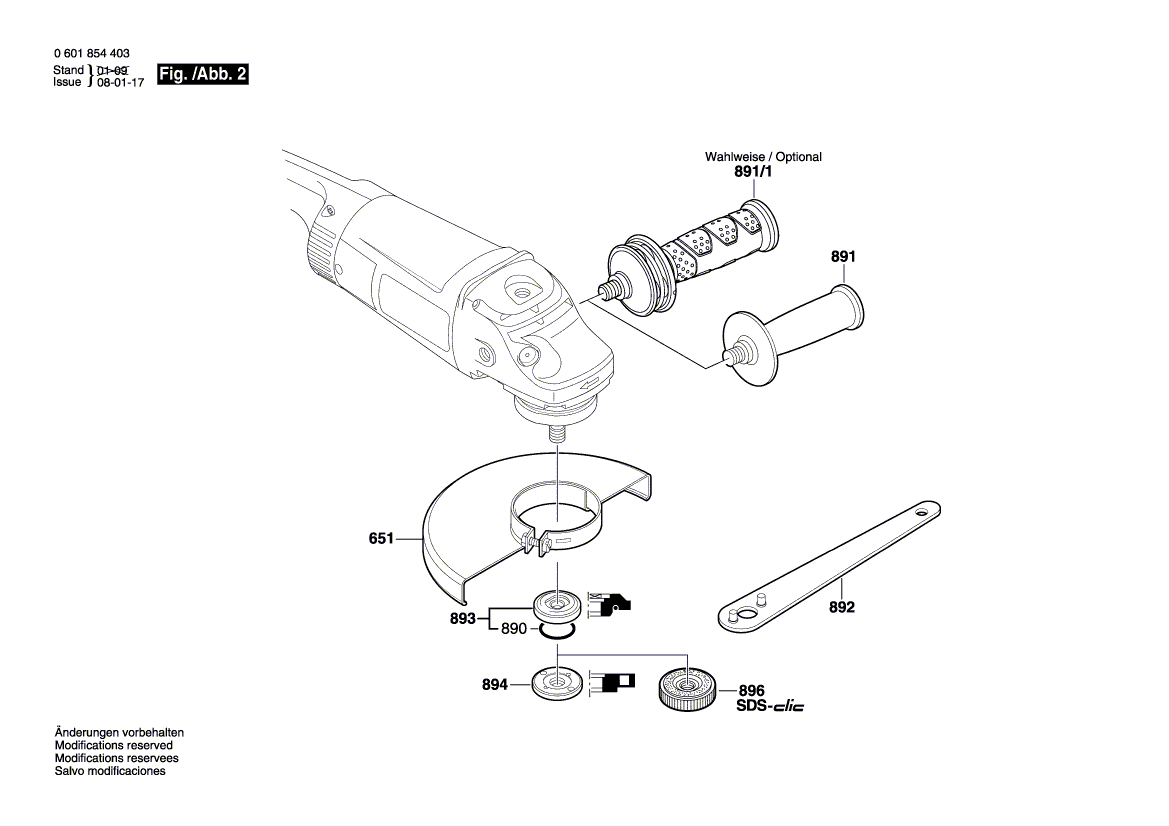 Запчасти для угловой шлифмашины Bosch GWS 24-230 H 230 V 0601854403, деталировка 2 - цена в Москве, купить оригинальные запчасти Бош в интернет-магазине «Премиум инструмент»