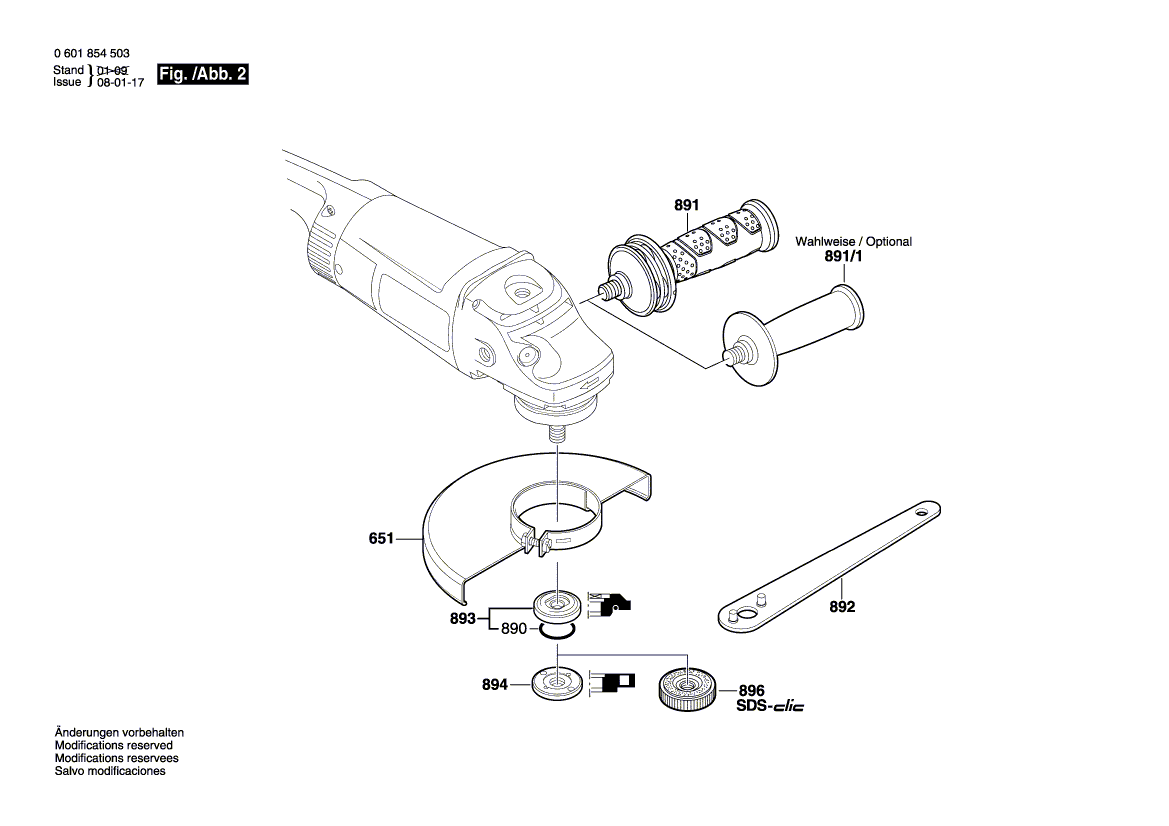 Запчасти для угловой шлифмашины Bosch GWS 2400-23 JH 230 V 0601854522, деталировка 2 - цена в Москве, купить оригинальные запчасти Бош в интернет-магазине «Премиум инструмент»