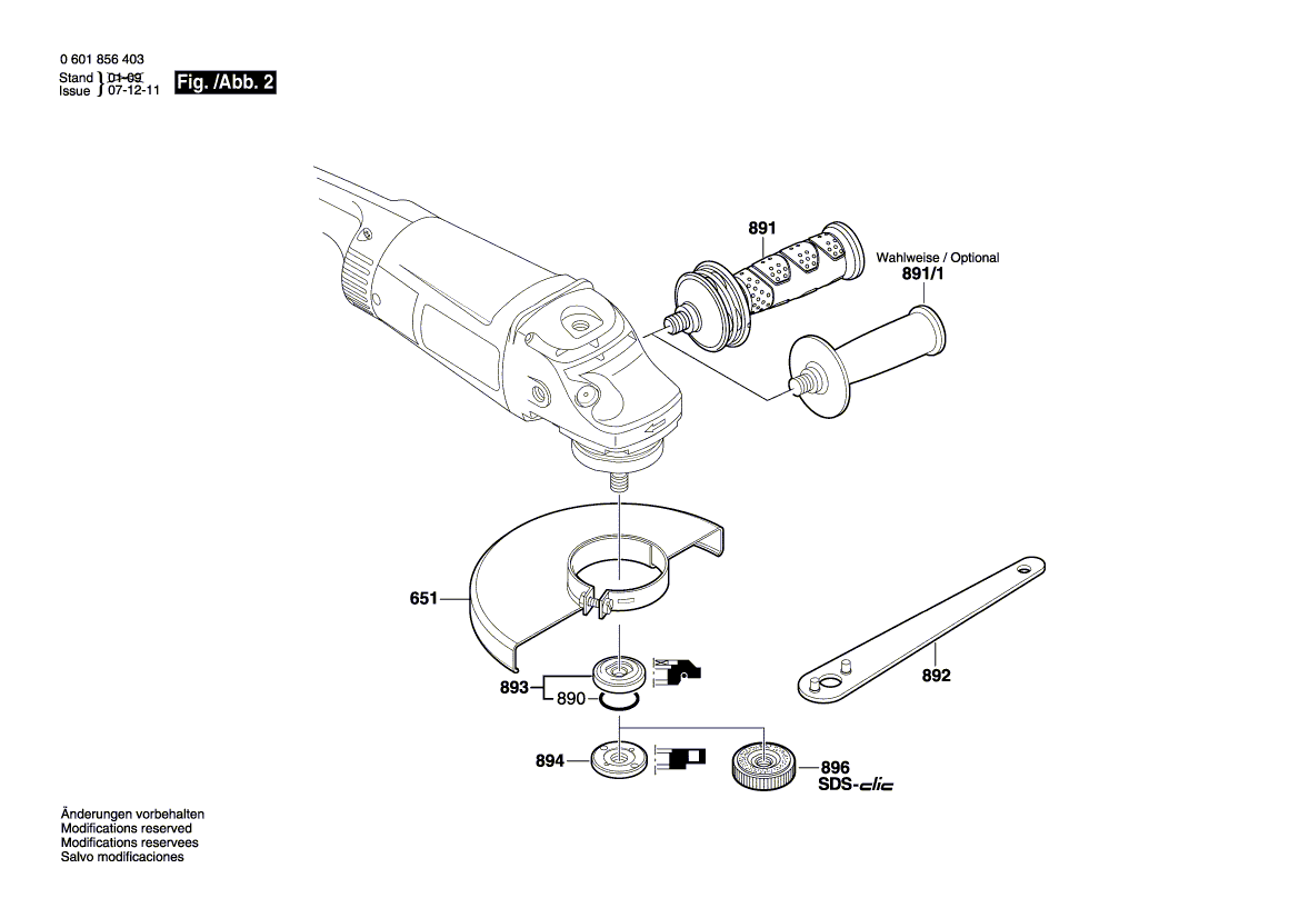 Запчасти для угловой шлифмашины Bosch GWS 26-230 H 230 V 0601856403, деталировка 2 - цена в Москве, купить оригинальные запчасти Бош в интернет-магазине «Премиум инструмент»