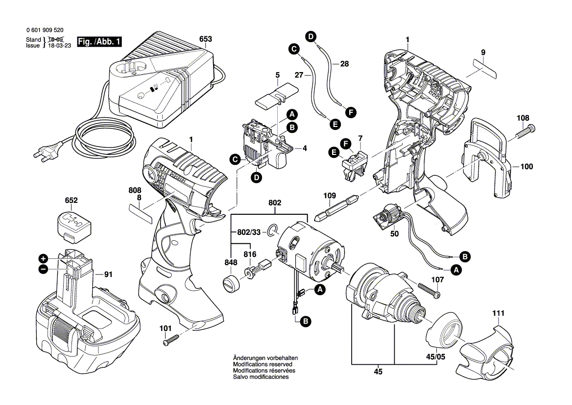 Запчасти для аккумуляторного импульсного гайковерта Bosch GDR 12 V 12 V 0601909521, деталировка 1 - цена в Москве, купить оригинальные запчасти Бош в интернет-магазине «Премиум инструмент»
