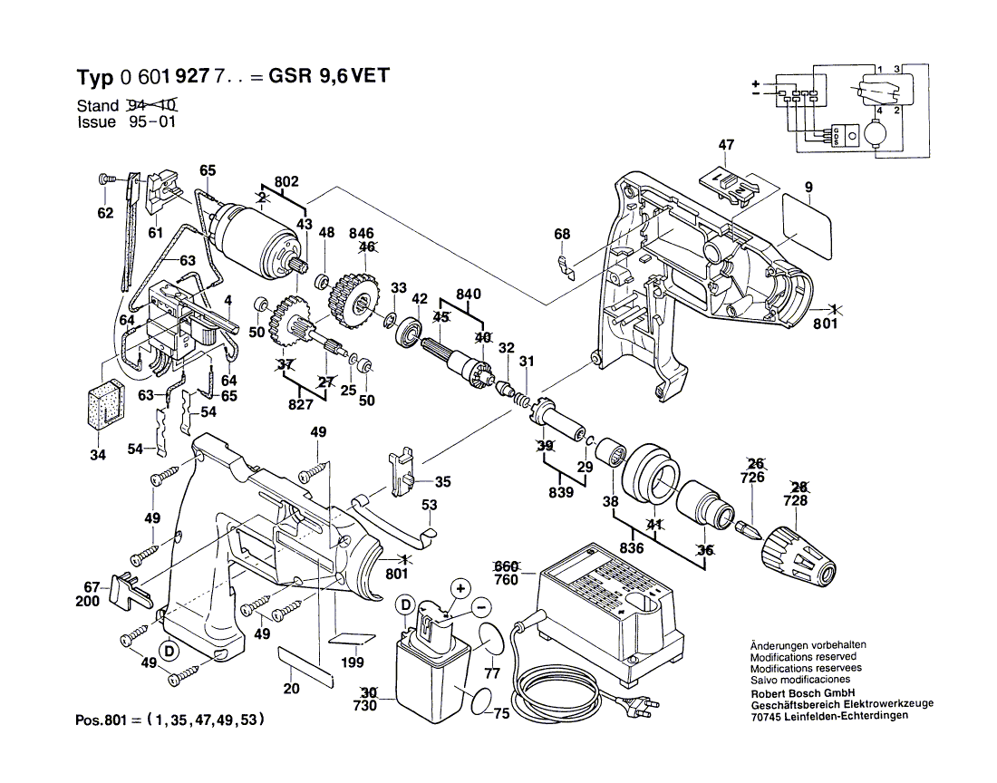Аккумуляторный шуруповерт GSR 9,6 VET 9.6 V 0601927766