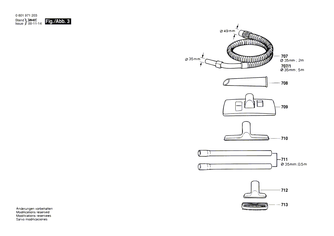 Запчасти для универсального пылесоса Bosch GAS 1000 RF 220 V 0601971203, деталировка 3 - цена в Москве, купить оригинальные запчасти Бош в интернет-магазине «Премиум инструмент»