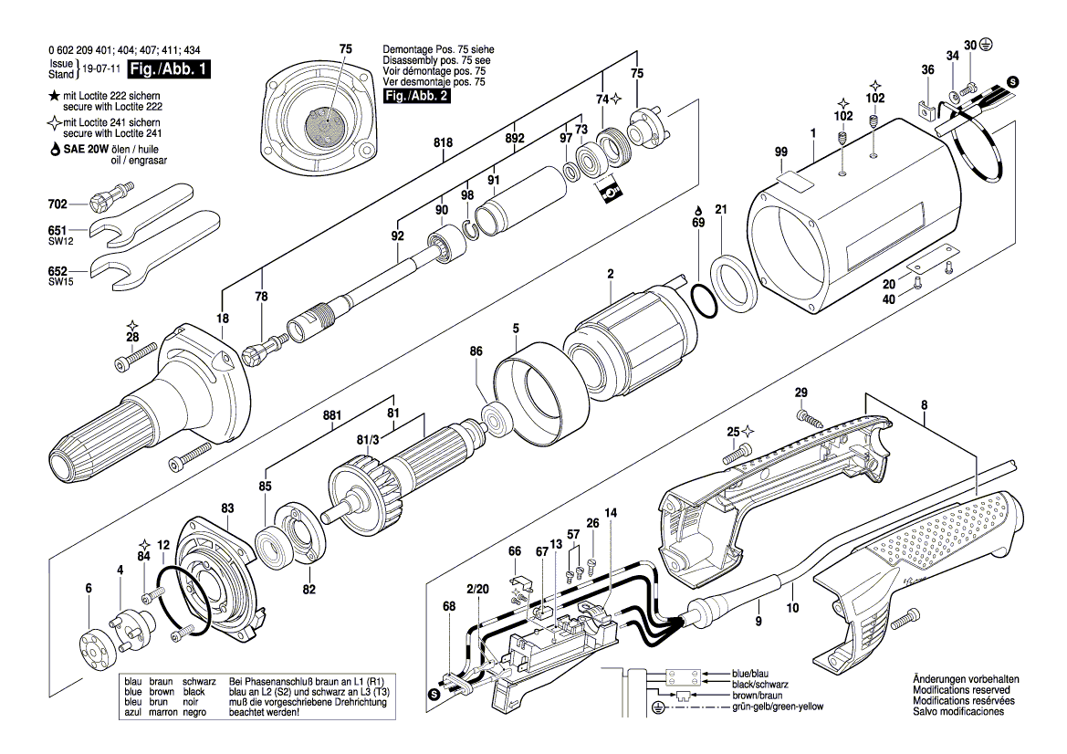 Запчасти для прямой шлифовальной машины Bosch HGS 65/50 135 V 0602209404, деталировка 1 - цена в Москве, купить оригинальные запчасти Бош в интернет-магазине «Премиум инструмент»