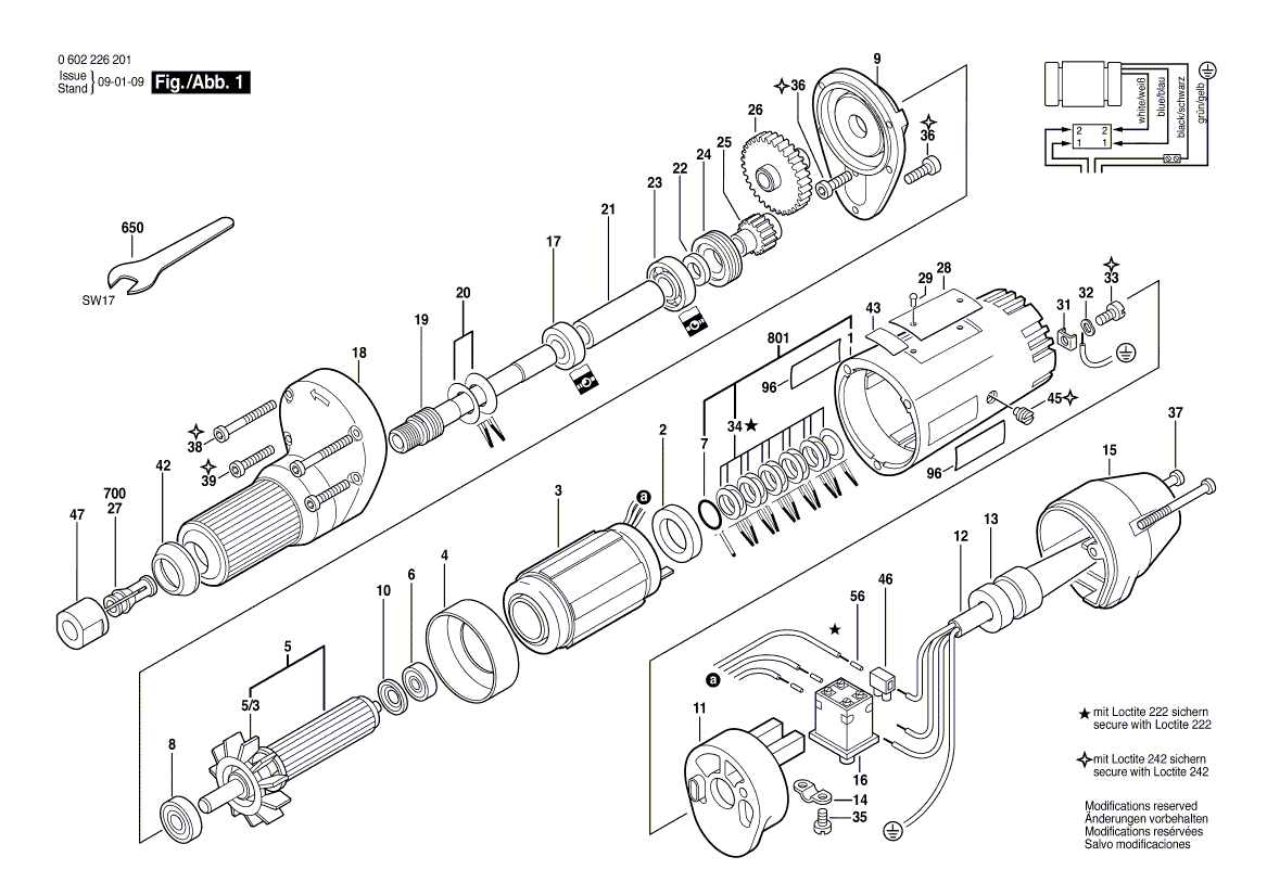 Запчасти для прямой шлифовальной машины Bosch 135 V 0602226204, деталировка 1 - цена в Москве, купить оригинальные запчасти Бош в интернет-магазине «Премиум инструмент»