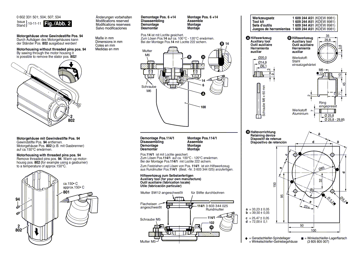 Запчасти для угловой шлифмашины Bosch HWS 88/180 0602331501, деталировка 2 - цена в Москве, купить оригинальные запчасти Бош в интернет-магазине «Премиум инструмент»
