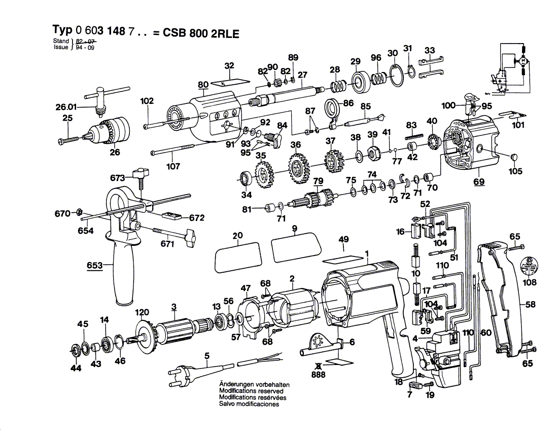 Ударная дрель CSB 800-2 RLE 220 V 0603148703