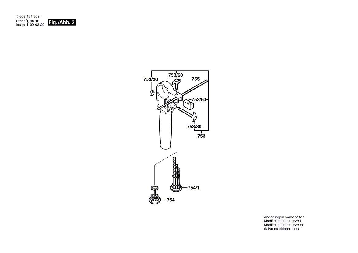 Запчасти для ударной дрели Bosch CSB 650-2 RP 230 V 0603161970, деталировка 2 - цена в Москве, купить оригинальные запчасти Бош в интернет-магазине «Премиум инструмент»