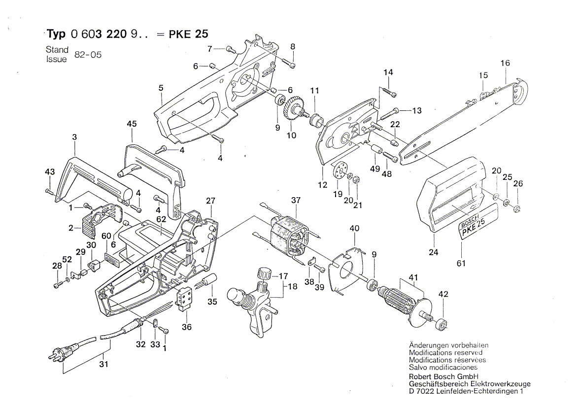 Цепная пила PKE 25 220 V 0603220903