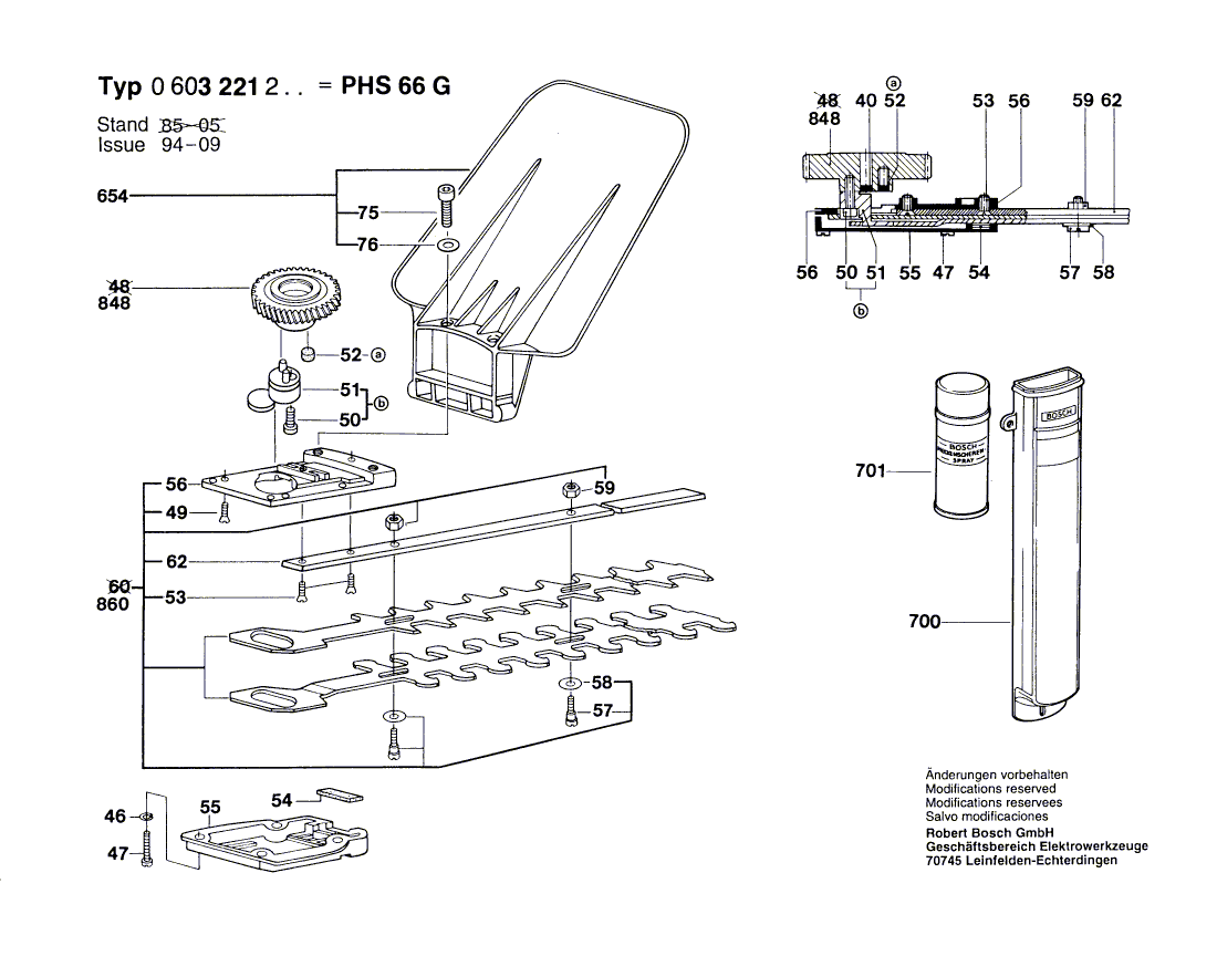 Запчасти для кустореза Bosch PHS 66 G 220 V 0603221203, деталировка 2 - цена в Москве, купить оригинальные запчасти Бош в интернет-магазине «Премиум инструмент»