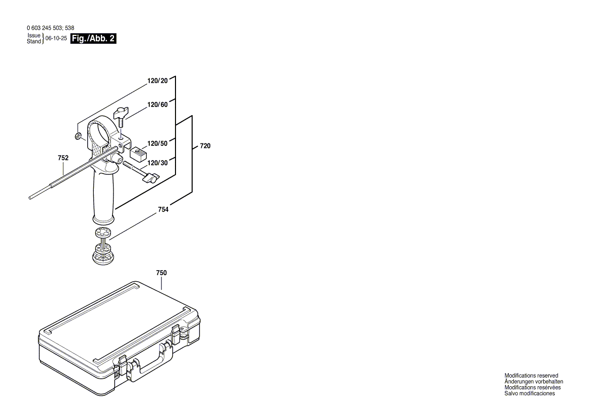Запчасти для перфоратора Bosch PBH 200 RF 220 V 0603245503, деталировка 2 - цена в Москве, купить оригинальные запчасти Бош в интернет-магазине «Премиум инструмент»