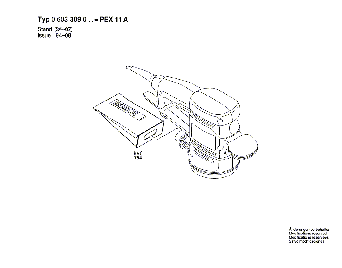 Запчасти для эксцентриковой шлифмашины Bosch PEX 11 A 230 V 0603309003, деталировка 2 - цена в Москве, купить оригинальные запчасти Бош в интернет-магазине «Премиум инструмент»