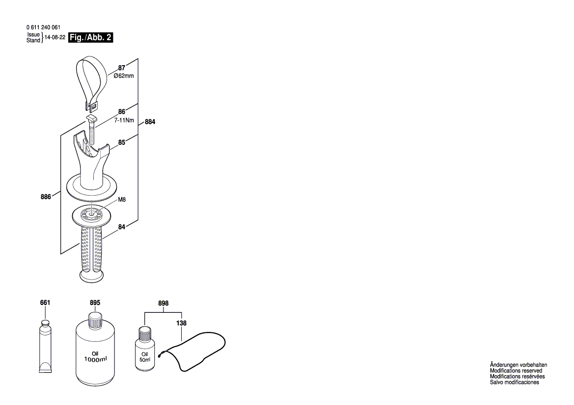 Запчасти для перфоратора Bosch GBH 5400 230 V 0611240061, деталировка 2 - цена в Москве, купить оригинальные запчасти Бош в интернет-магазине «Премиум инструмент»