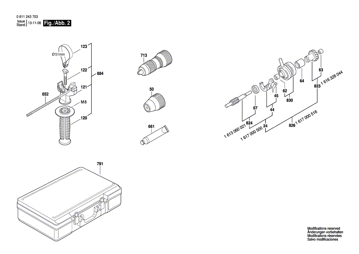 Запчасти для перфоратора Bosch GBH 4-top 230 V 0611243703, деталировка 2 - цена в Москве, купить оригинальные запчасти Бош в интернет-магазине «Премиум инструмент»