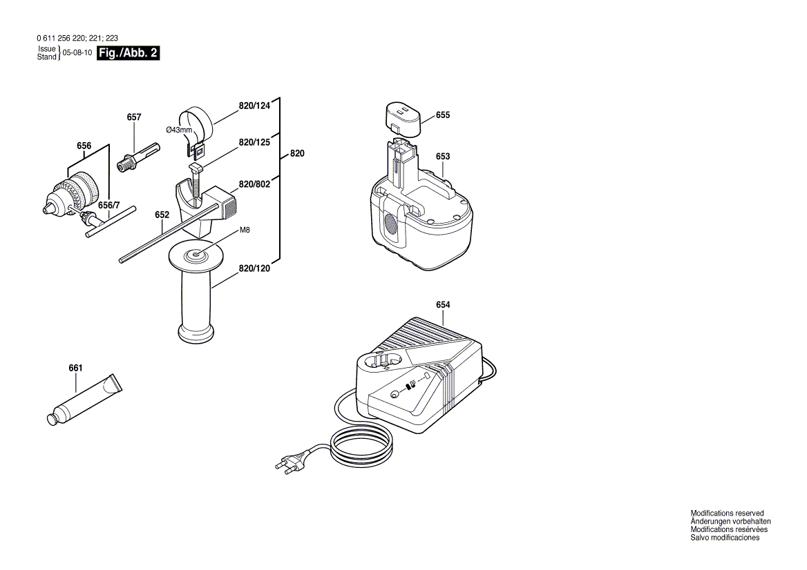 Запчасти для аккумуляторного отбойного молотка Bosch GBH 24 V 24 V 0611256220, деталировка 2 - цена в Москве, купить оригинальные запчасти Бош в интернет-магазине «Премиум инструмент»