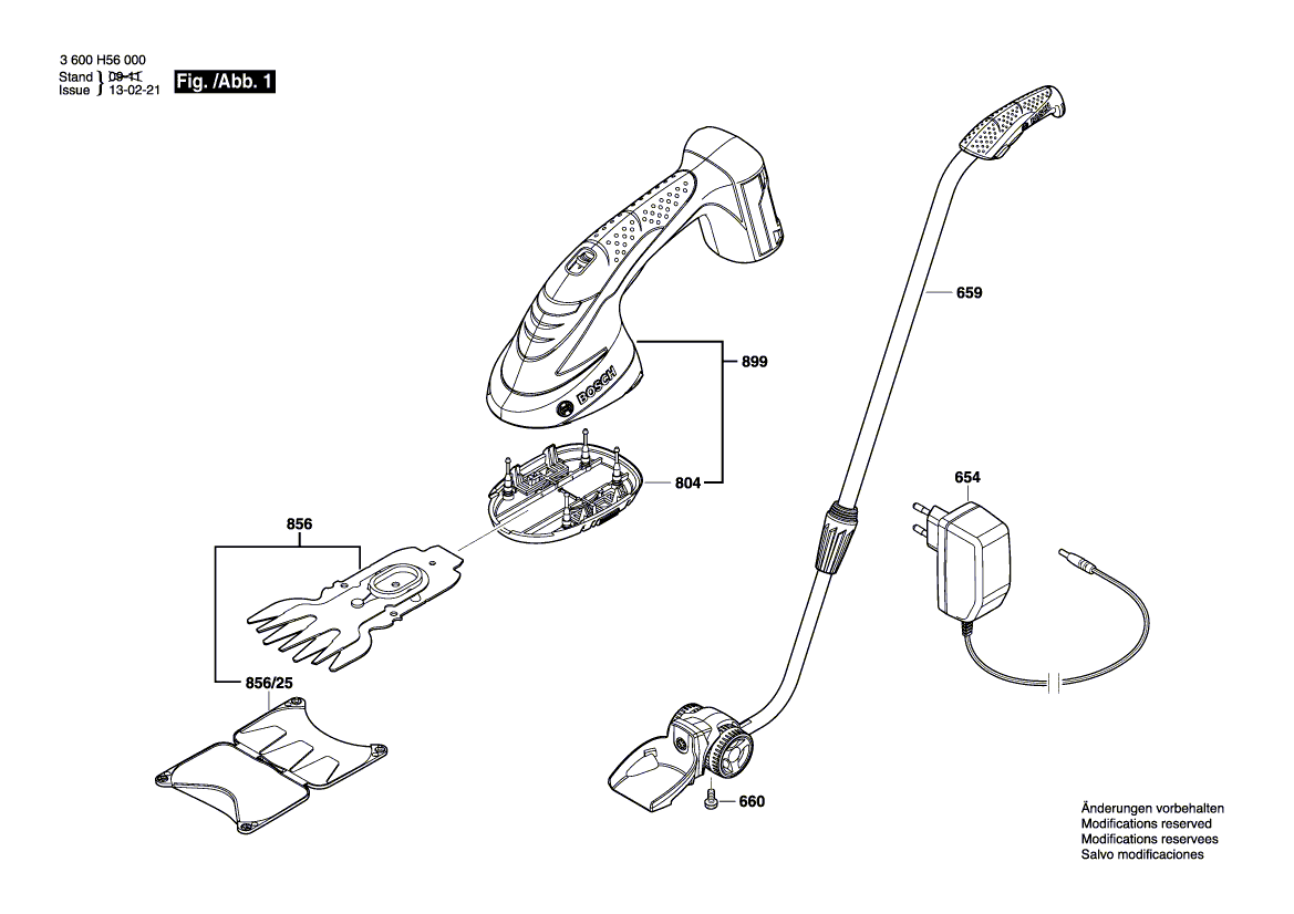 Запчасти для аккумуляторных ножниц Bosch AGS 7,2 LI 7.2 V 3600H56000, деталировка 1 - цена в Москве, купить оригинальные запчасти Бош в интернет-магазине «Премиум инструмент»