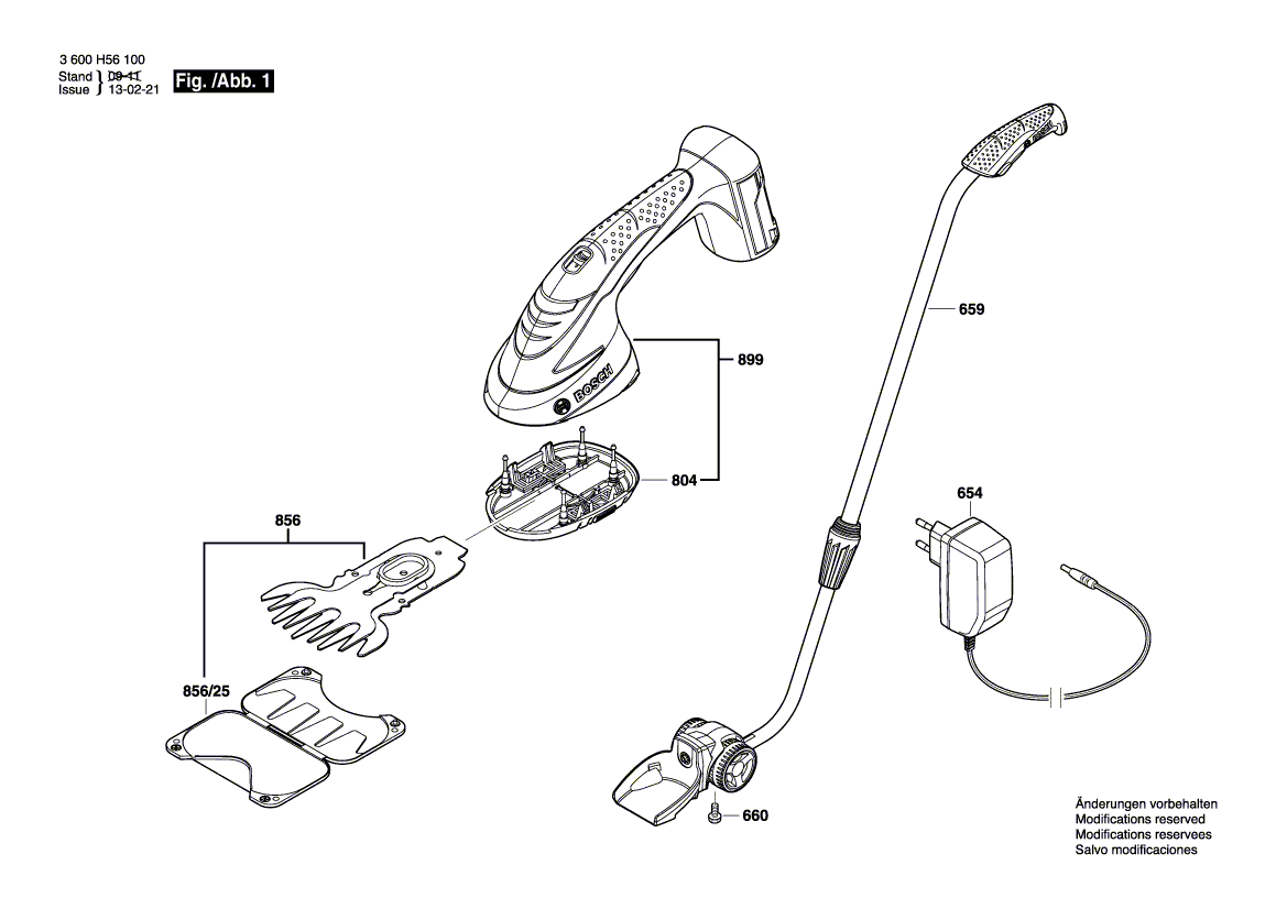 Запчасти для аккумуляторных ножниц Bosch AGS 10,8 LI 10.8 V 3600H56100, деталировка 1 - цена в Москве, купить оригинальные запчасти Бош в интернет-магазине «Премиум инструмент»