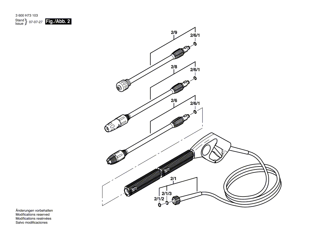 Запчасти для очистителя высокого давления Bosch AQUATAK 1250 230 V 3600H73103, деталировка 2 - цена в Москве, купить оригинальные запчасти Бош в интернет-магазине «Премиум инструмент»