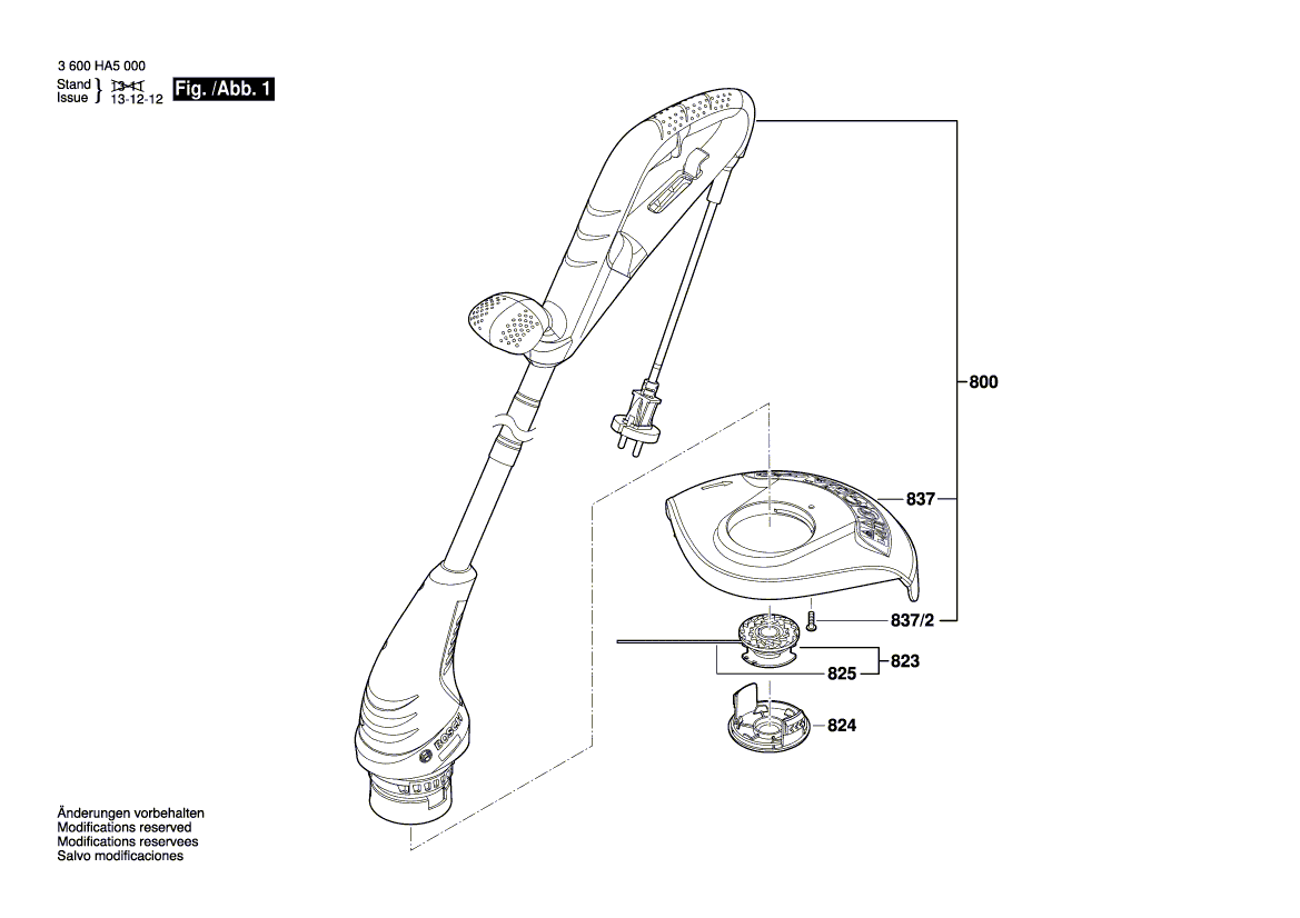 Запчасти для триммера для травы Bosch ART 23-28 230 V 3600HA5001, деталировка 1 - цена в Москве, купить оригинальные запчасти Бош в интернет-магазине «Премиум инструмент»