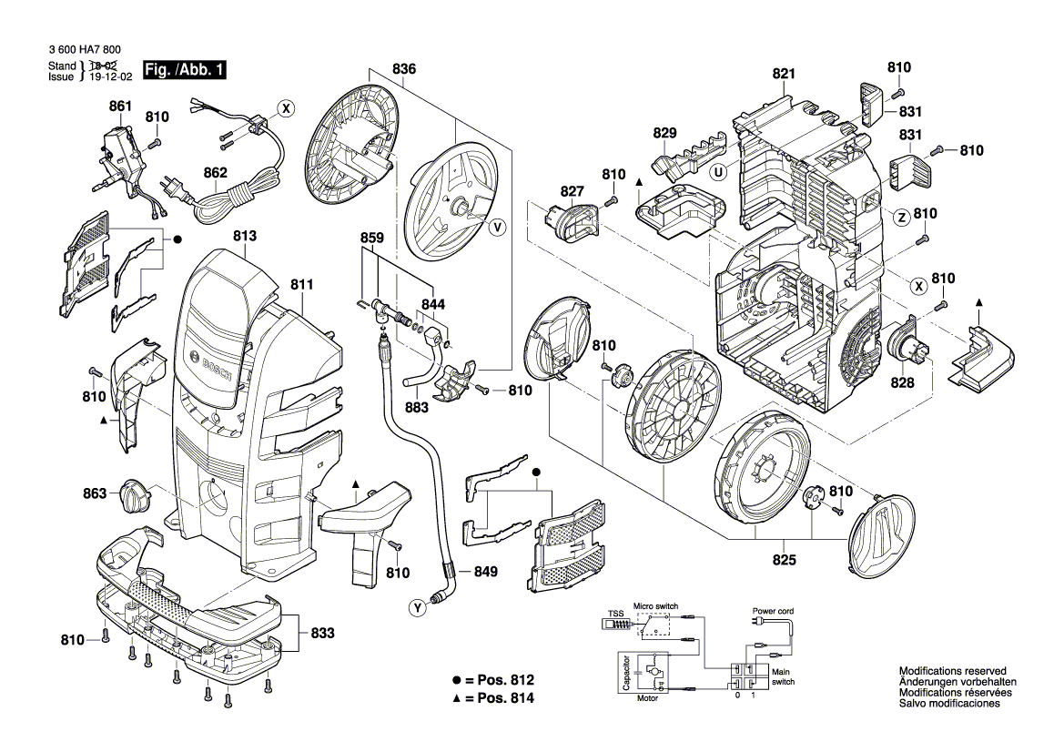 Запчасти для очистителя высокого давления Bosch AdvancedAquatak 160 230 V 3600HA7800, деталировка 1 - цена в Москве, купить оригинальные запчасти Бош в интернет-магазине «Премиум инструмент»