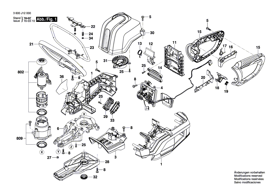 Запчасти для кустореза Bosch GHE 60 T 36 V 3600J12001, деталировка 1 - цена в Москве, купить оригинальные запчасти Бош в интернет-магазине «Премиум инструмент»