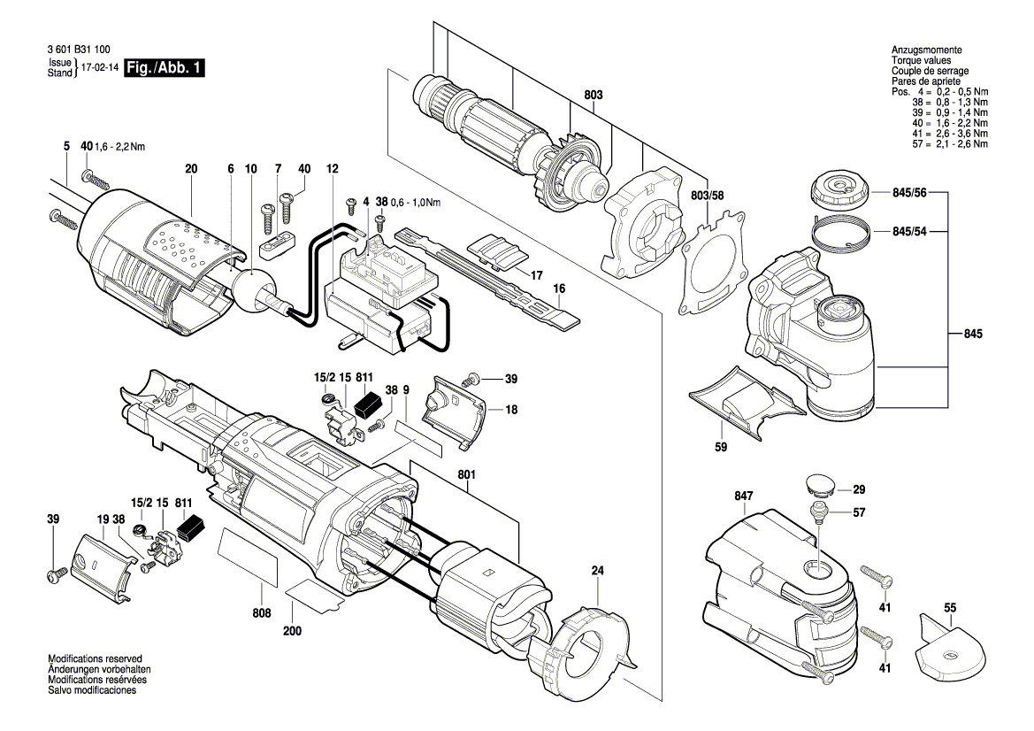 Запчасти для универсального мультиинструмента Bosch GOP 55-36 230 V 3601B31100, деталировка 1 - цена в Москве, купить оригинальные запчасти Бош в интернет-магазине «Премиум инструмент»
