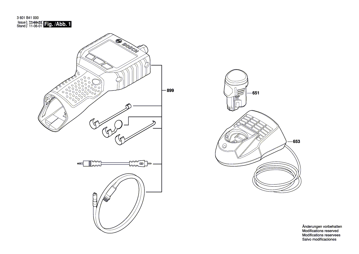 Запчасти для смотровой камеры Bosch GOS 10,8 V-LI 10.8 V 3601B41000, деталировка 1 - цена в Москве, купить оригинальные запчасти Бош в интернет-магазине «Премиум инструмент»