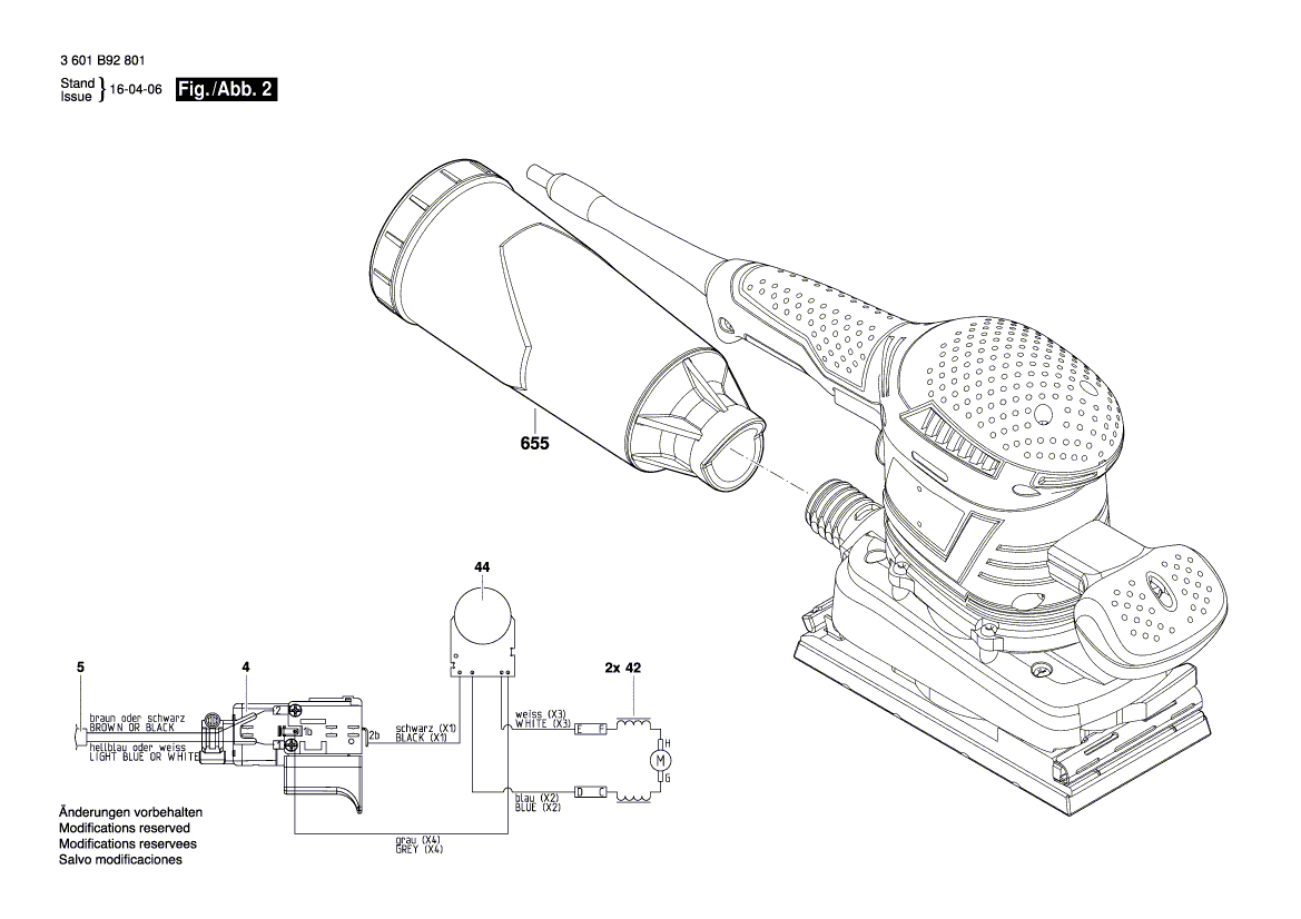 Запчасти для вибрационной шлифовальной машины Bosch GSS 230 AVE 230 V 3601B92801, деталировка 2 - цена в Москве, купить оригинальные запчасти Бош в интернет-магазине «Премиум инструмент»