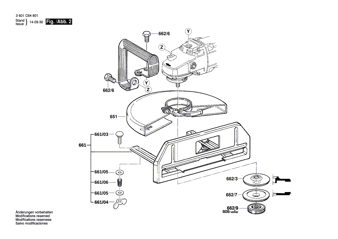 Запчасти для угловой шлифмашины Bosch GWS 24-300l 230 V 3601C64801, деталировка 2 - цена в Москве, купить оригинальные запчасти Бош в интернет-магазине «Премиум инструмент»