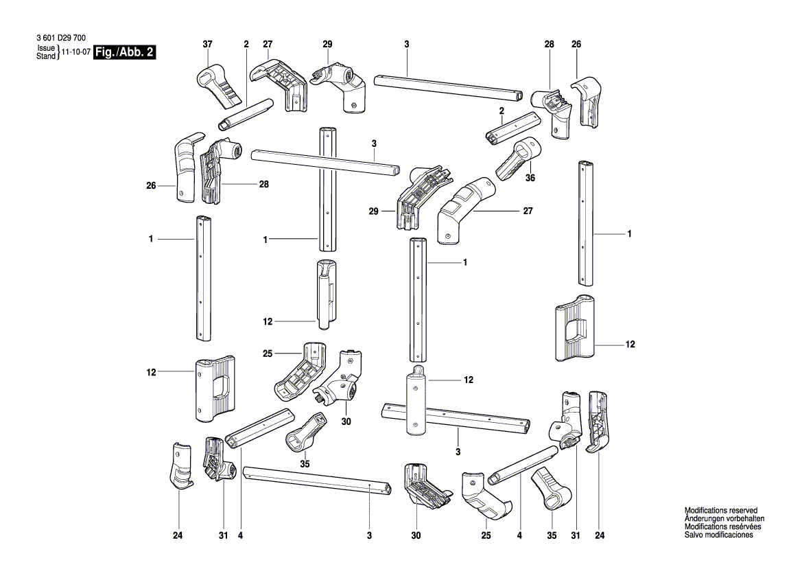 Запчасти для радио-бокса Bosch GML 20 230 V 3601D29700, деталировка 2 - цена в Москве, купить оригинальные запчасти Бош в интернет-магазине «Премиум инструмент»