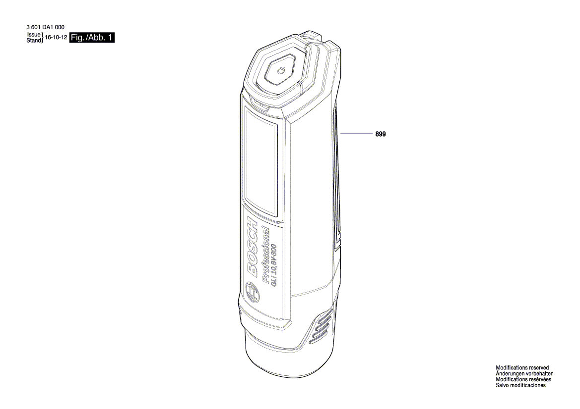 Запчасти для аккумуляторного фонаря Bosch GLI 120-LI 12 V 3601DA10L0, деталировка 1 - цена в Москве, купить оригинальные запчасти Бош в интернет-магазине «Премиум инструмент»