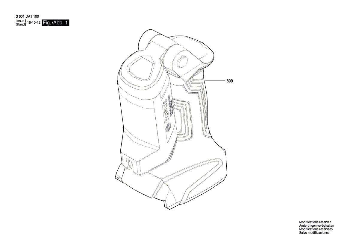 Запчасти для аккумуляторного фонаря Bosch GLI 18V-300 18 V 3601DA1100, деталировка 1 - цена в Москве, купить оригинальные запчасти Бош в интернет-магазине «Премиум инструмент»