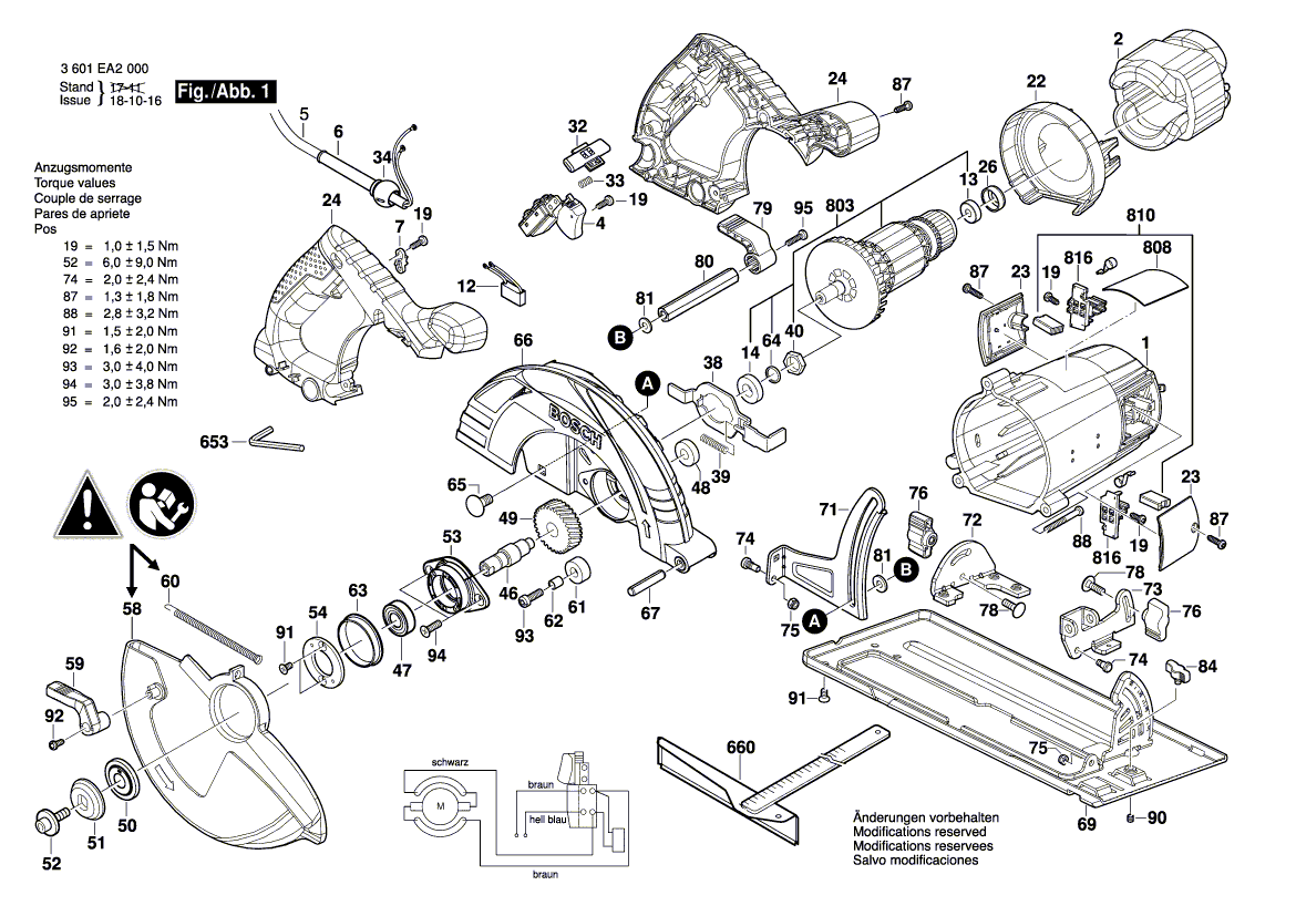 Запчасти для ручной циркуляной пилы Bosch GKS 235 Turbo 230 V 3601EA2001, деталировка 1 - цена в Москве, купить оригинальные запчасти Бош в интернет-магазине «Премиум инструмент»
