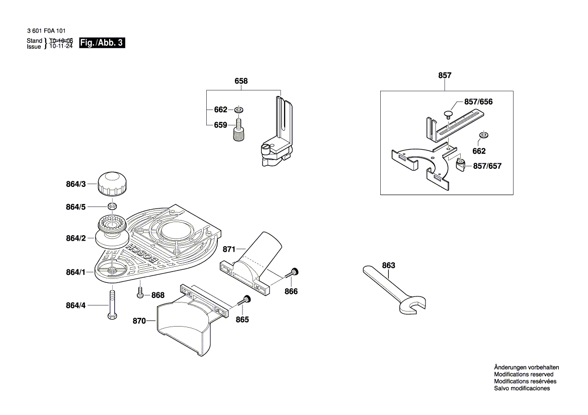 Запчасти для вертикальной фрезерной машины Bosch GKF 600 230 V 3601F0A101, деталировка 3 - цена в Москве, купить оригинальные запчасти Бош в интернет-магазине «Премиум инструмент»