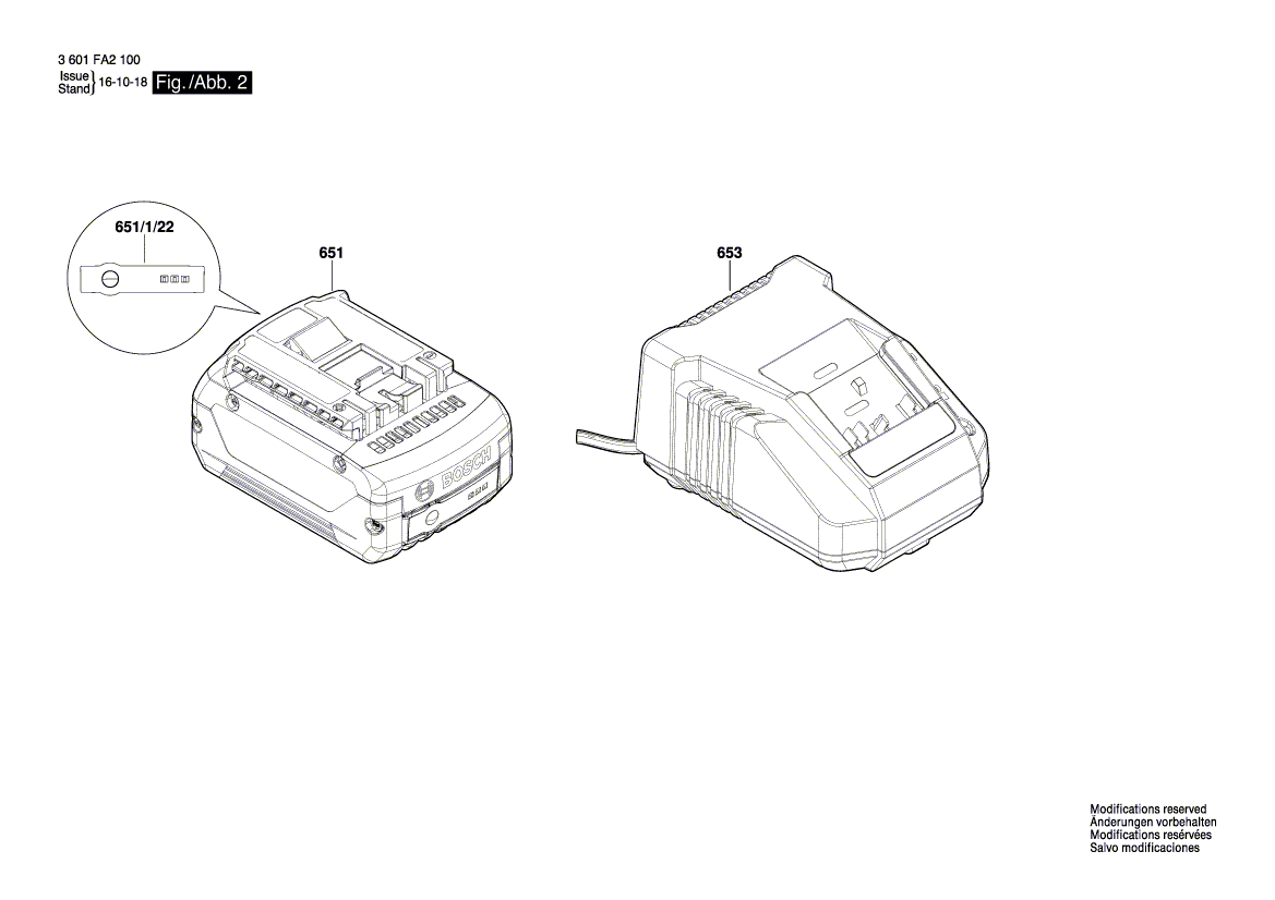 Запчасти для аккумуляторной циркулярной пилы Bosch GKS 18V-57 G 18 V 3601FA2140, деталировка 2 - цена в Москве, купить оригинальные запчасти Бош в интернет-магазине «Премиум инструмент»