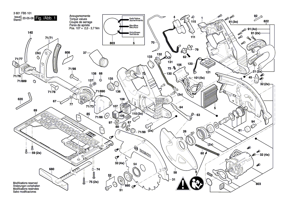 Запчасти для аккумуляторной циркулярной пилы Bosch GKS 18V-68 GC 18 V 3601FB5101, деталировка 1 - цена в Москве, купить оригинальные запчасти Бош в интернет-магазине «Премиум инструмент»