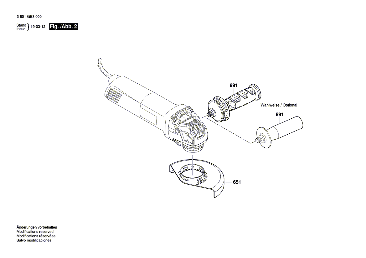 Запчасти для угловой шлифмашины Bosch GWX 10-125 230 V 3601GB3000, деталировка 2 - цена в Москве, купить оригинальные запчасти Бош в интернет-магазине «Премиум инструмент»