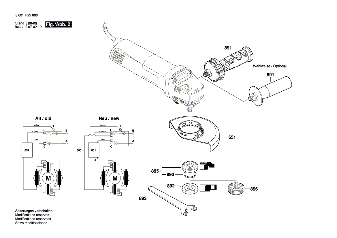 Запчасти для угловой шлифмашины Bosch GWS 11-125 CI 230 V 3601H22000, деталировка 2 - цена в Москве, купить оригинальные запчасти Бош в интернет-магазине «Премиум инструмент»