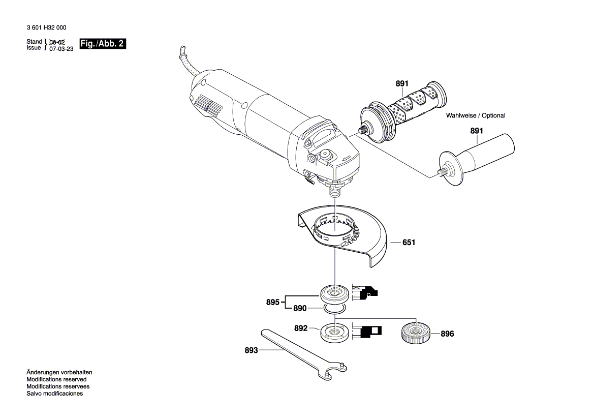 Запчасти для угловой шлифмашины Bosch GWS 10-125 Z 230 V 3601H32000, деталировка 2 - цена в Москве, купить оригинальные запчасти Бош в интернет-магазине «Премиум инструмент»