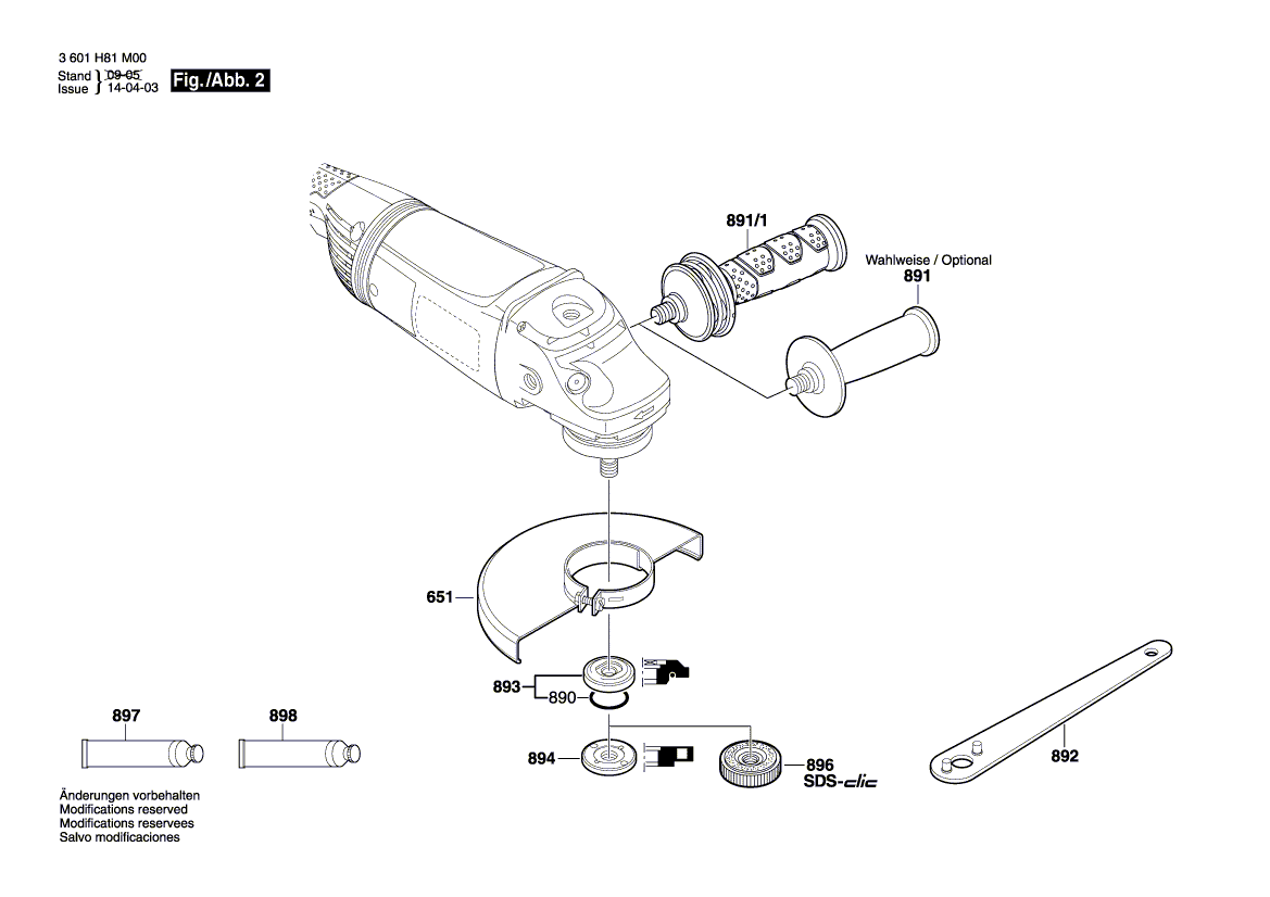 Запчасти для угловой шлифмашины Bosch GWS 22-230 JH 230 V 3601H82M00, деталировка 2 - цена в Москве, купить оригинальные запчасти Бош в интернет-магазине «Премиум инструмент»