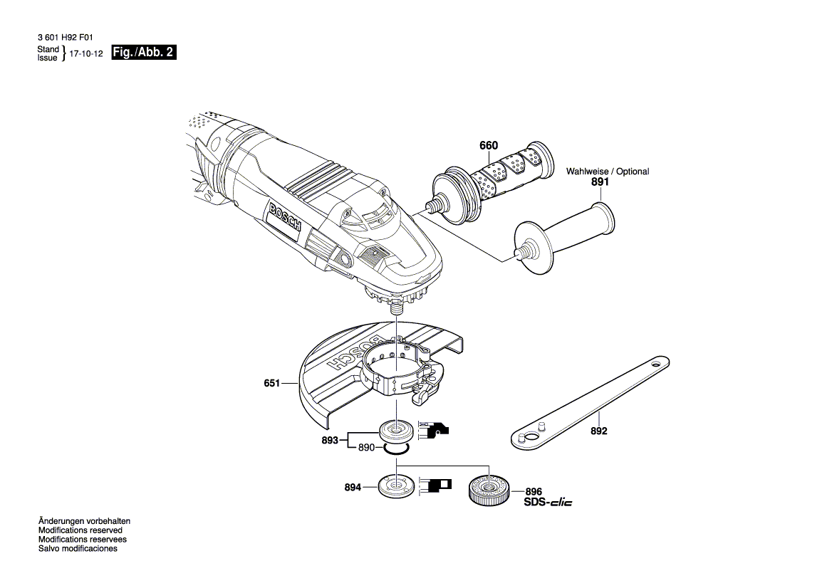Запчасти для угловой шлифмашины Bosch GWS 24-230 LVI 230 V 3601H93F01, деталировка 2 - цена в Москве, купить оригинальные запчасти Бош в интернет-магазине «Премиум инструмент»